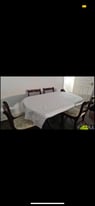 Vintage Style wooden dining table and six chairs