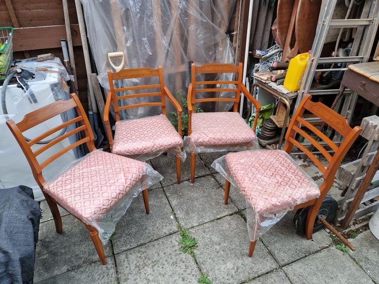 image for x4 Classic Vintage Retro Kitchen Dining Room Wooden Chairs Stools