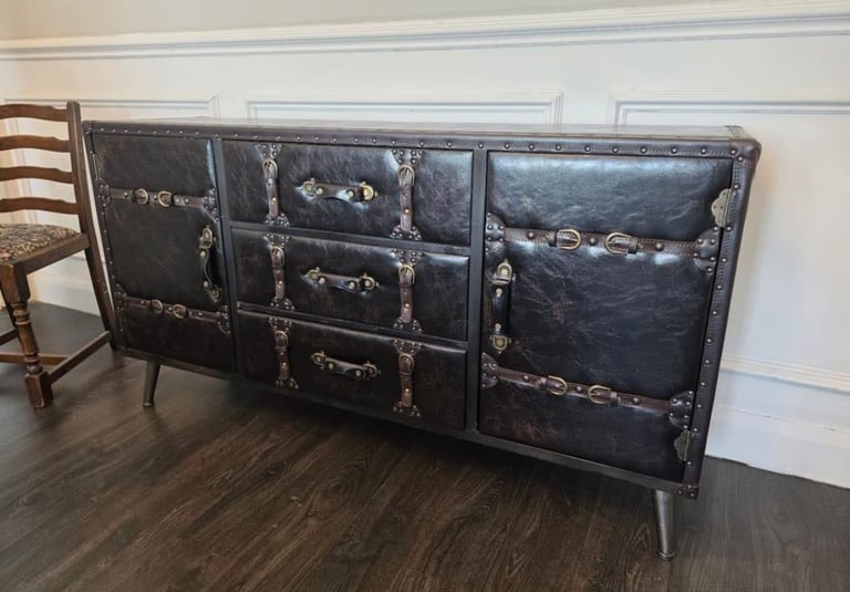 image for Genuine leather side table 