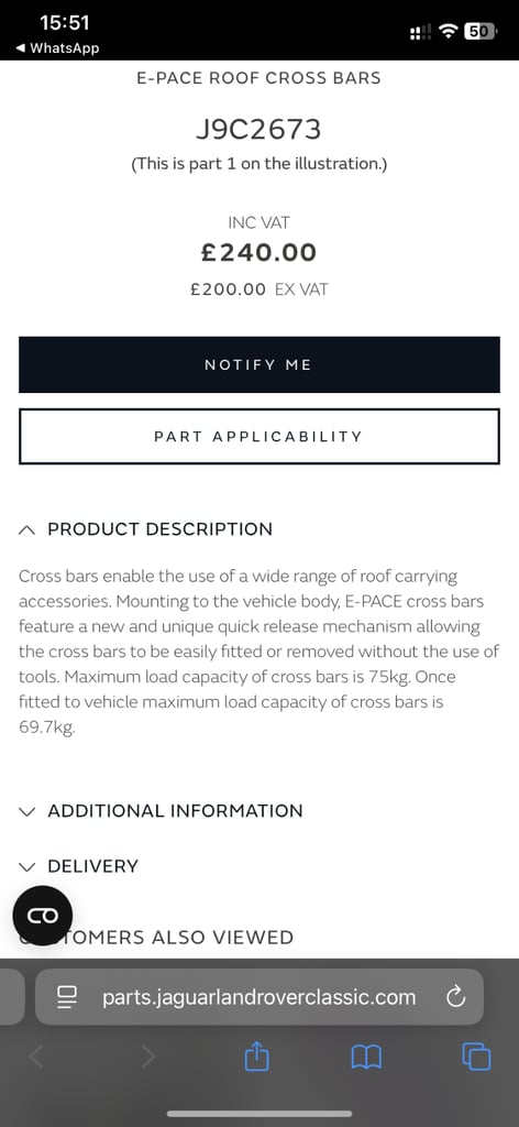Jaguar EPace roof crossbar with 4 Thule bike rack 