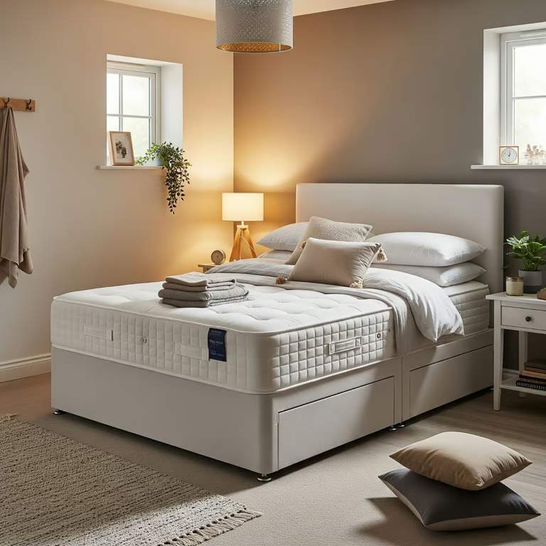 image for Awesome Price – Double Divan Bed, Optional Mattress, Storage Drawers, Same Day Delivery 