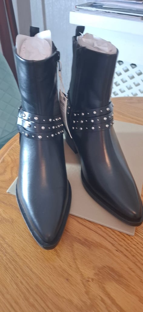 image for New M & S black leather boots size 5