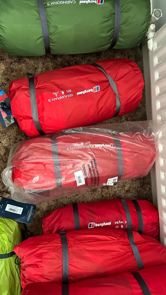 Tents, sleeping bags, rucksack, camping gear