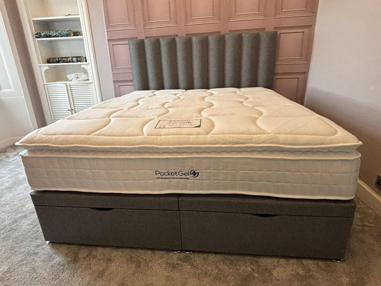 image for Modern DIVAN 5FT King Size Bed Base >> Storage Drawers + Mattress Included >> Flat 20% Off >>>>>