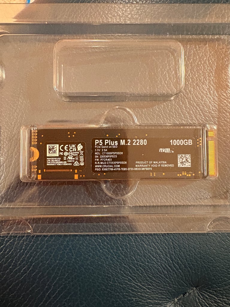 image for Crucial 1TB SSD P5 Plus M.2 2280 NVME Drive 