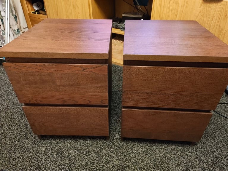 image for IKEA bedside tables X2 dark oak colour 
