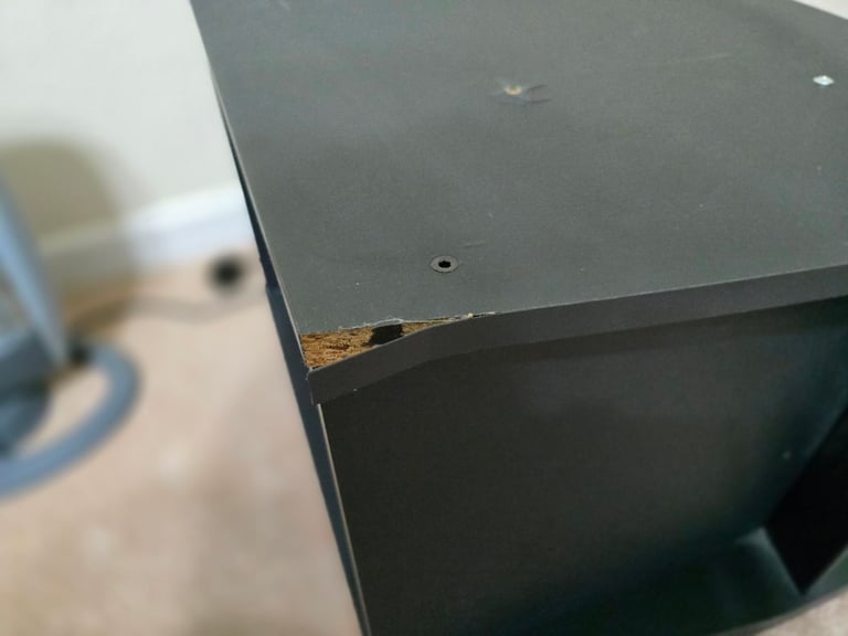 Black TV stand /cabinet. on casters mobile 