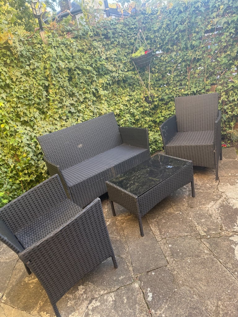Outdoor Black Rattan Garden Furniture Set 
