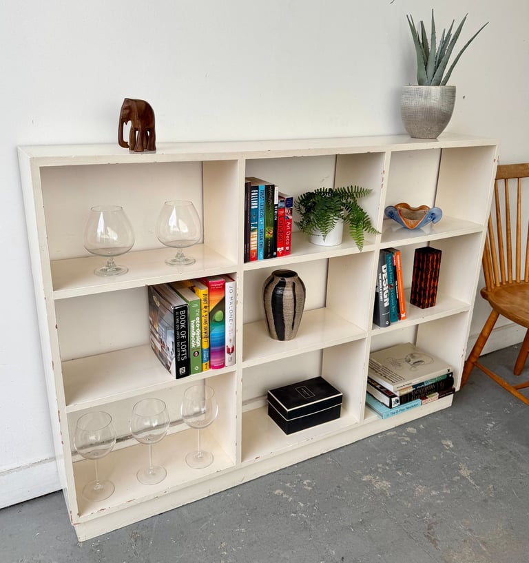 Vintage Open Bookcase Painted White