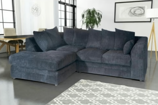 Brand New Dylan L Shape corner Sofa Set in Black Colour - SAME/NEXT DAY DELIVERY