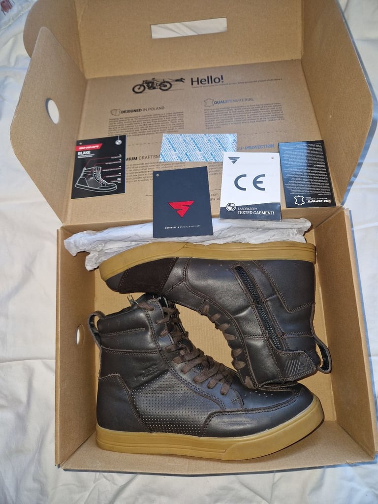 SHIMA Blake Motorcycle Boots. Brown uk size 9, eu 43.