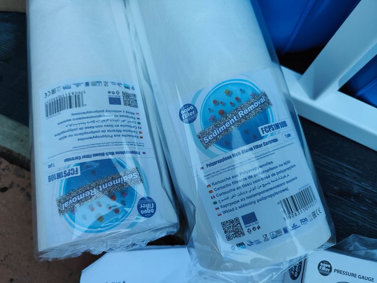 AQUAFILTER 10" Big Blue Whole House Water Filter System + Water Softening Filters NEW