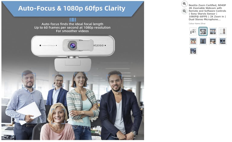 NexiGo Zoom Certified, N940P 2K Zoomable Webcam with Remote|| Brand new 50% off price 
