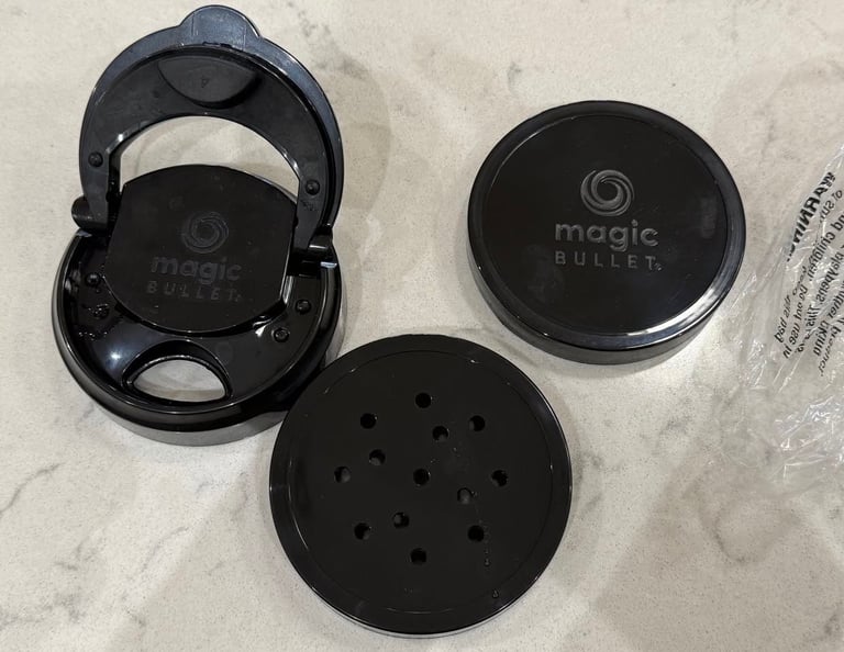 Pillows, wooden letters, Magic bullet lids