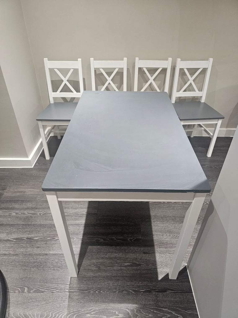 Dining Table & Chairs – Blue-Grey/White (sogesfurniture)