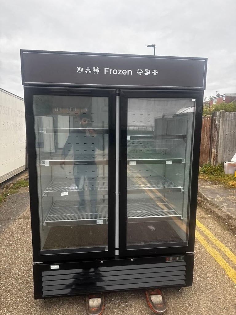 Commercial upright double display fridge or freezer cafe shop restaurant 