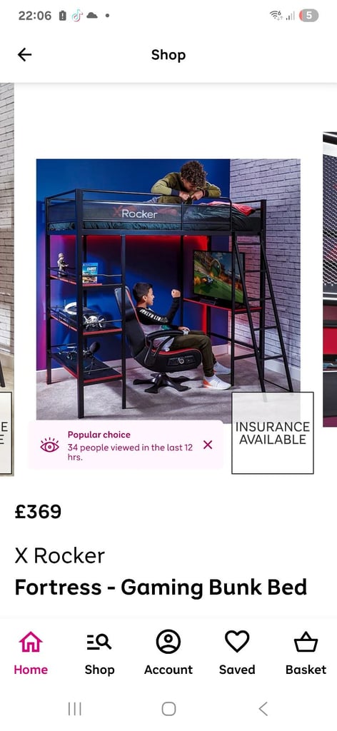 image for Xrocker gaming bunk bed