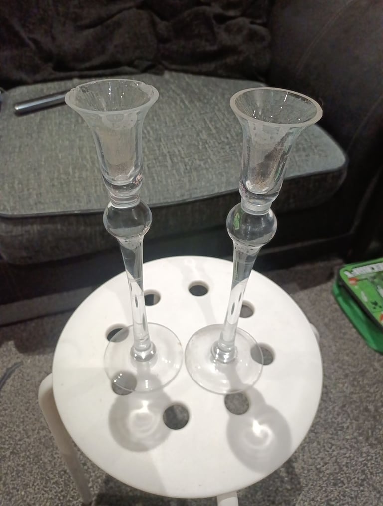 Glass Candle Stick Holder Set of 2 300mm