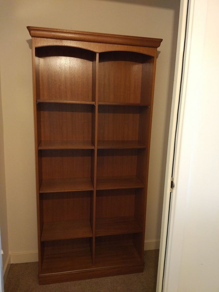 Vintage teak double bookcase display unit by Stag - adjustable shelves