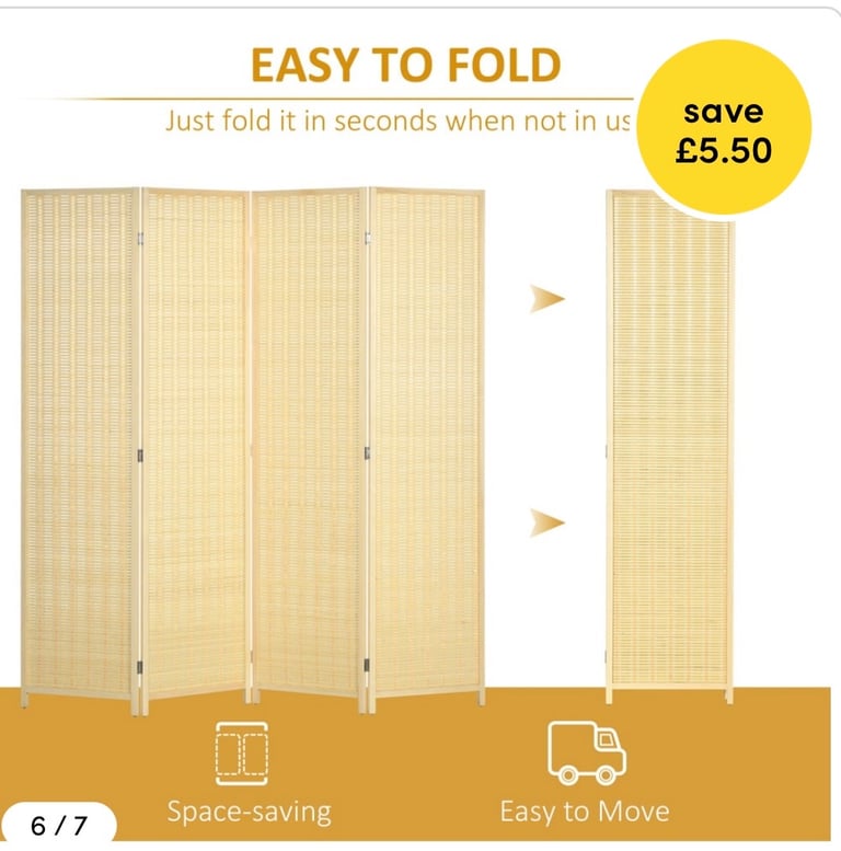Portland Natural 180 x 180cm 4 Panel Folding