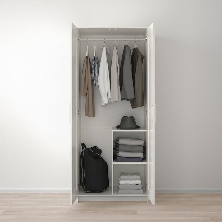 Ikea brimnes wardrobe with 2 doors, white, 78×190cm