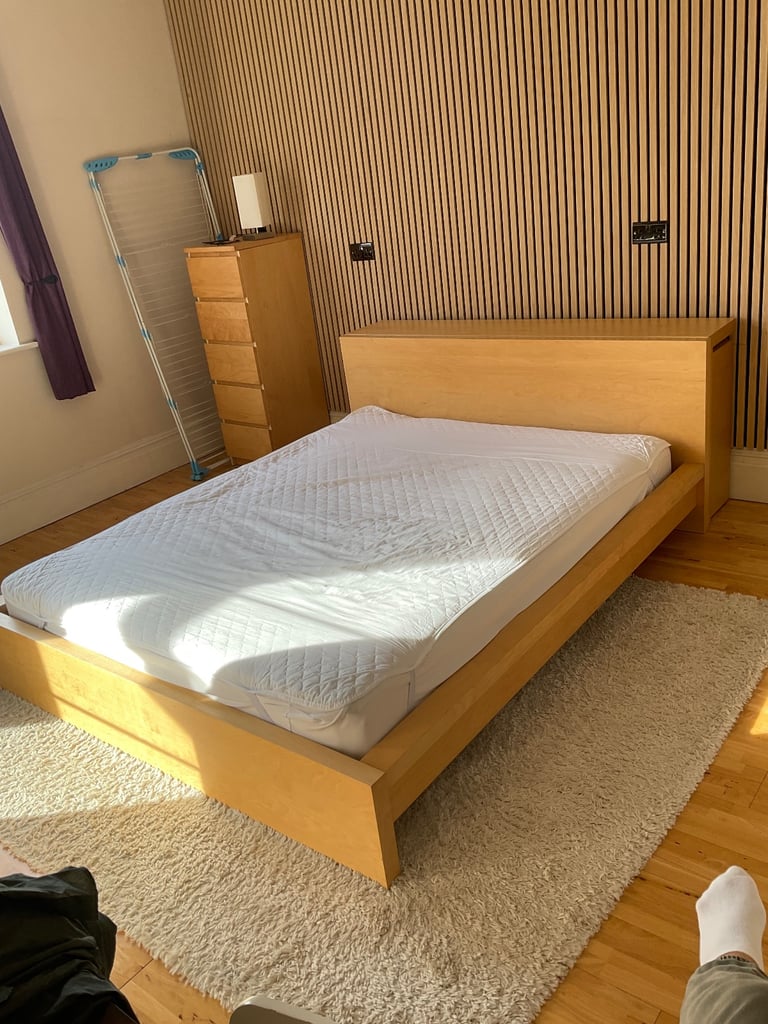 image for King / super king bed with headboard storage & mattress 