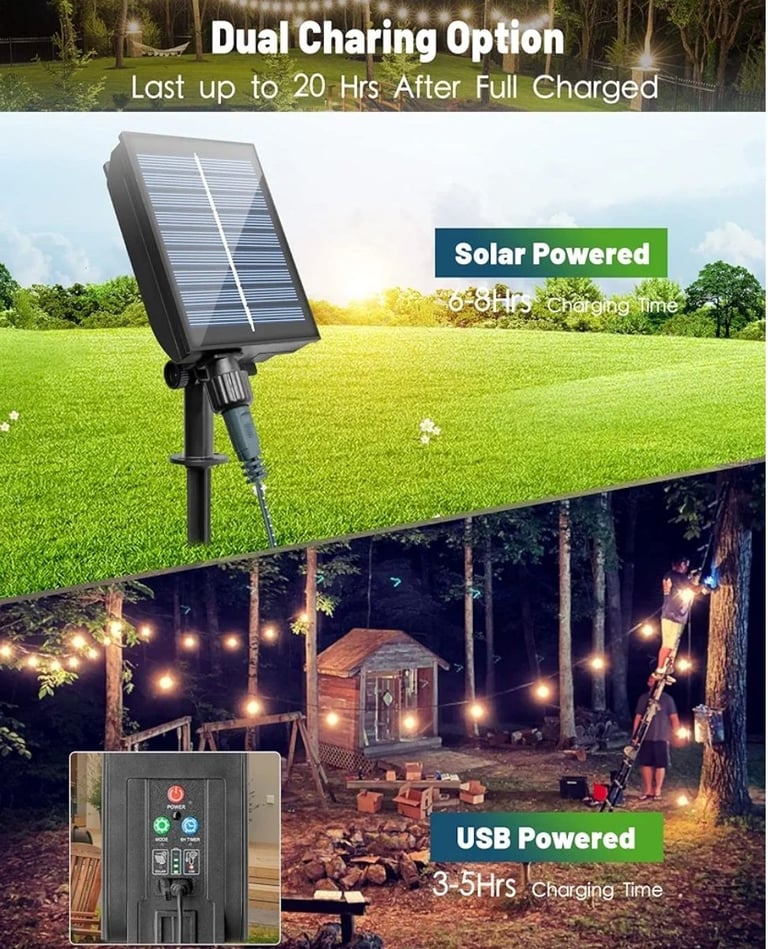 Usb & Solar Festoon Lights Outdoor 14M/46FT