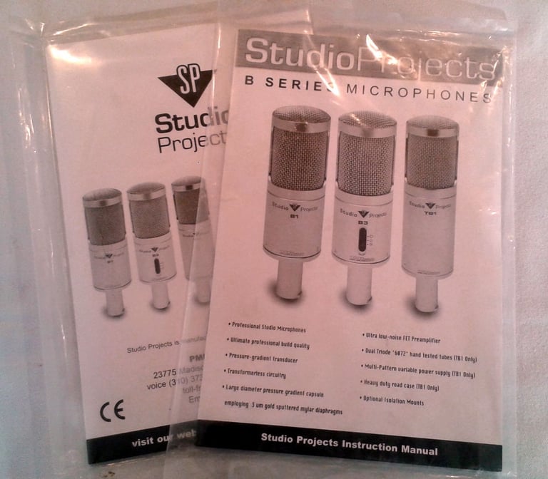 PAIR OF STUDIO PROJECTS B1 STUDIO CONDENSOR MICROPHONES. USED/PWO.