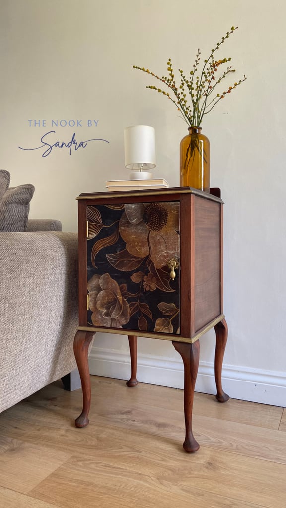 Restored-Decupaged Vintage Cabinet ,Lamp table ,Small Drinks Cabinet 