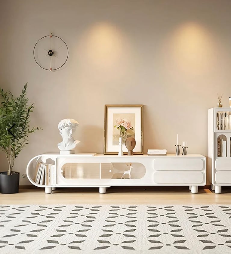 image for High-Quality TV Stand (White/Cream)