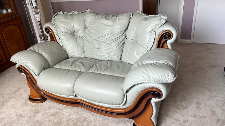 image for Leather and wood sofas