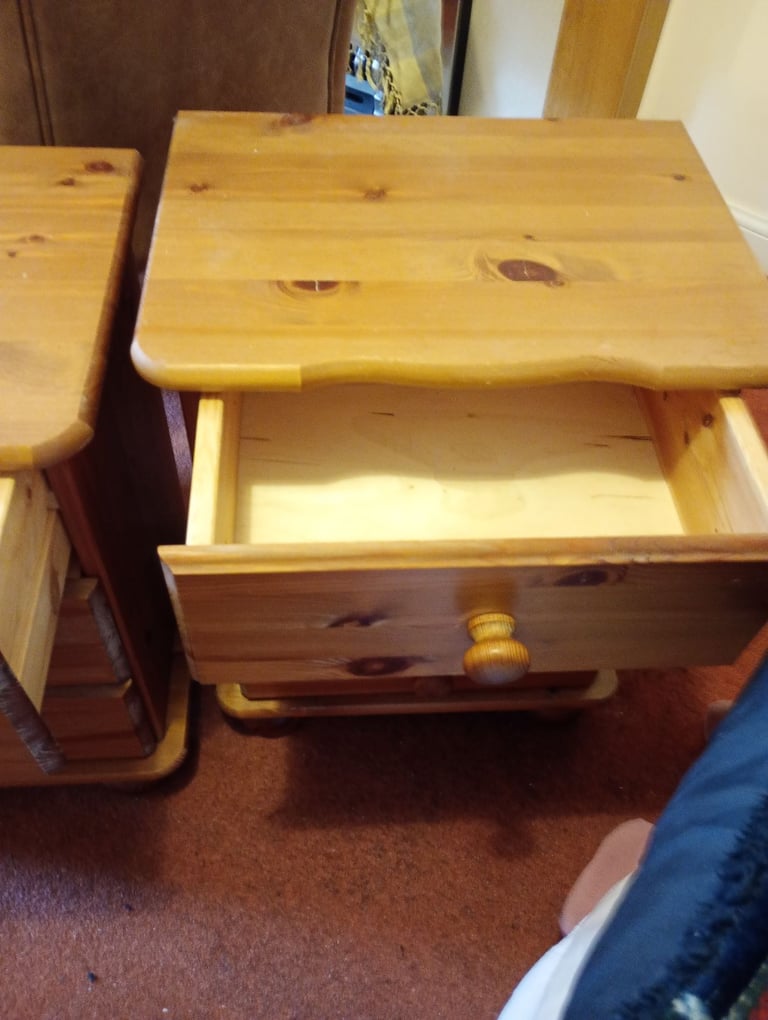 Pine bedside tables x 2