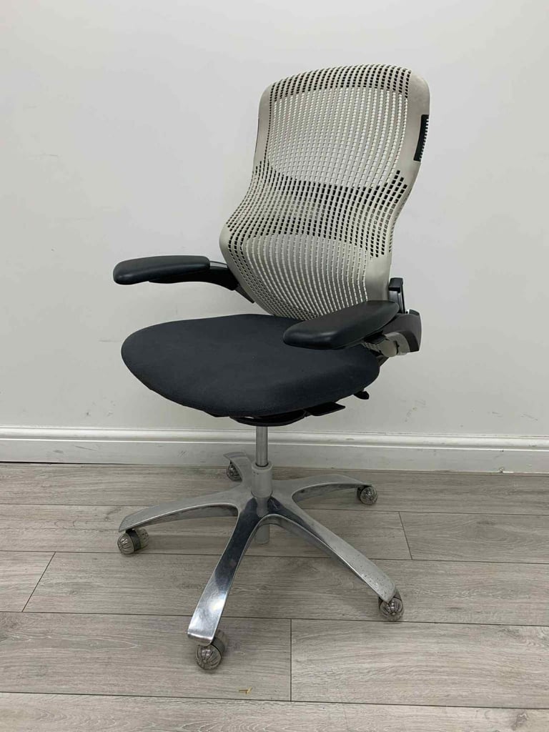 image for Walter Knoll Generation Ergonomic Chair, Adjustable, White / Grey, Chrome Swivel Base