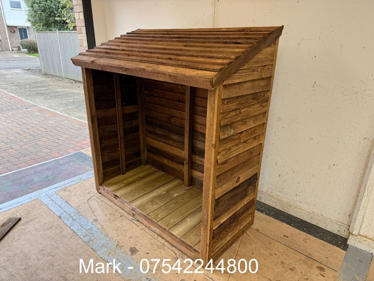 Log Store Garden Treated Timber Logs Storage Shelter Shed