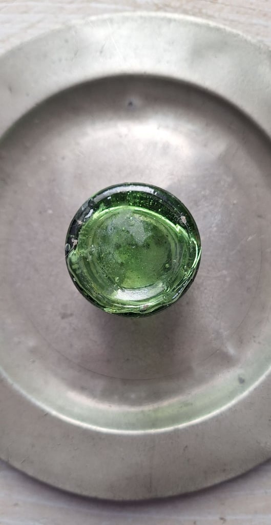 Antique Green Glass Inkwell