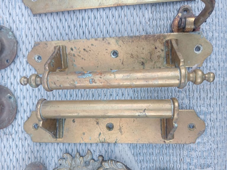 Vintage brass door furniture knocker letterbox handles