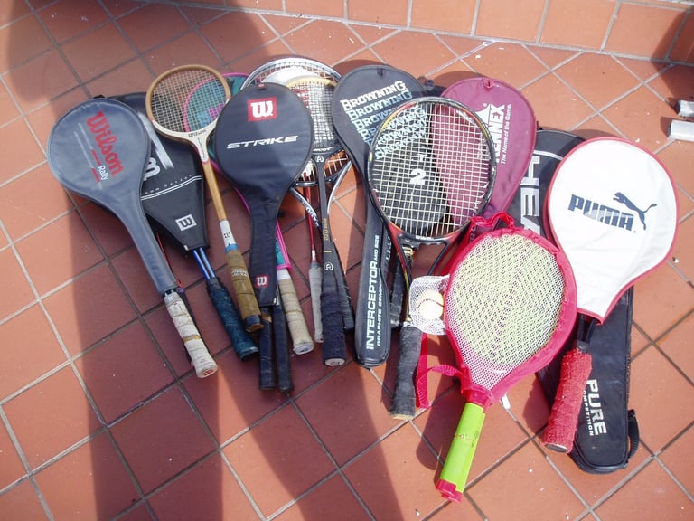image for TENNIS , BADMINGTON, SQUASH RAQUETS SOME OK SOME NEED HANDLE TAPE