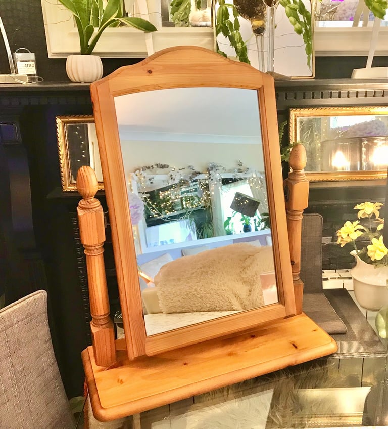 image for Dressing table mirror  Adjustable wooden stand alone dressing table mirror 