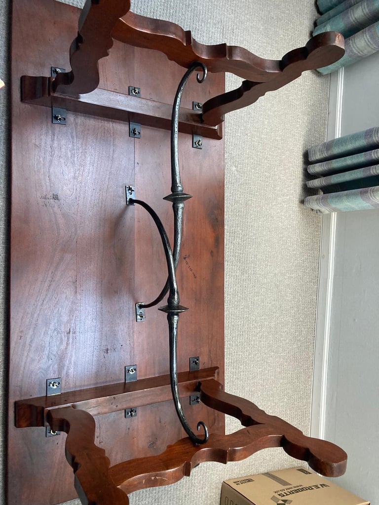 Solid Walnut Dining Table & 6 Real Leather Chairs