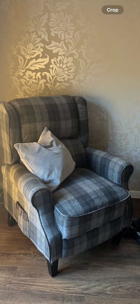 image for Grey checkered recliner armchair 
