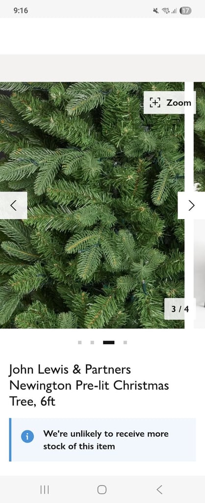 John lewis Newington pine natural look 7ft pre lit christmas tree.brand new