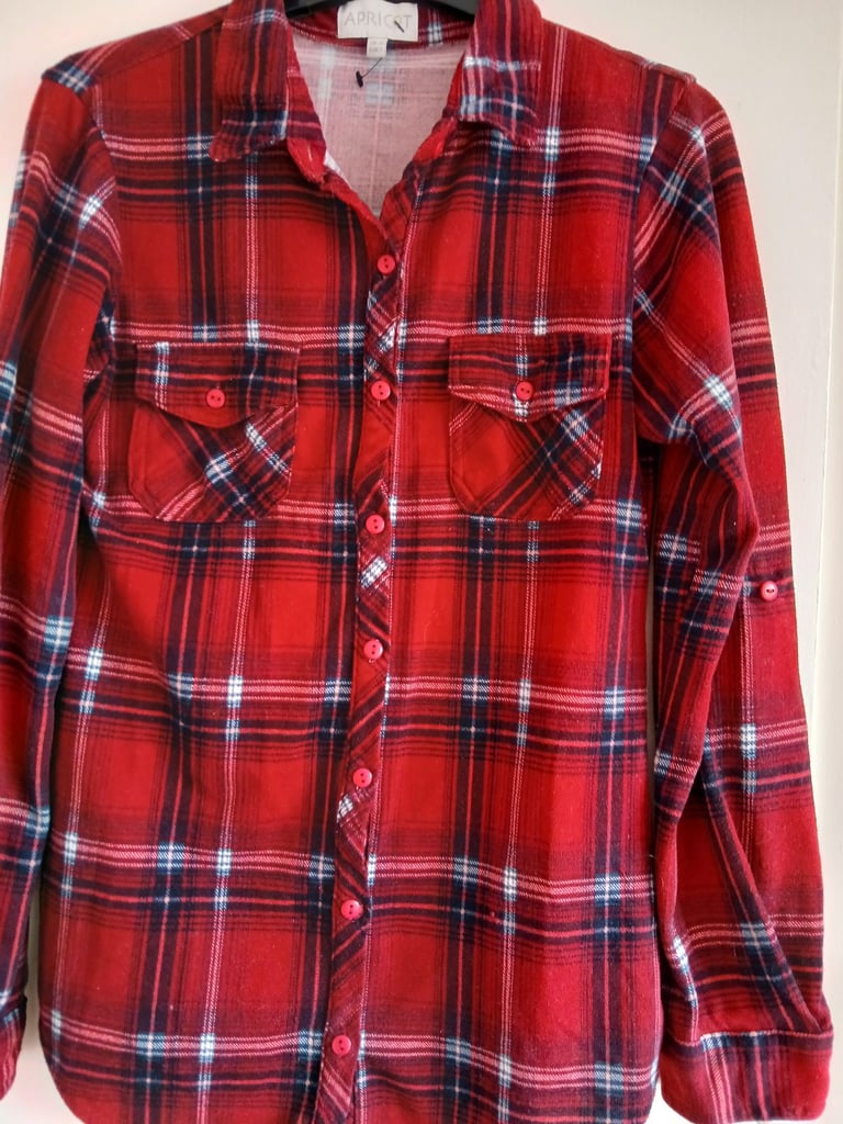 LADIES APRICOT RED CHECKED SHIRT 👕 SIZE 10