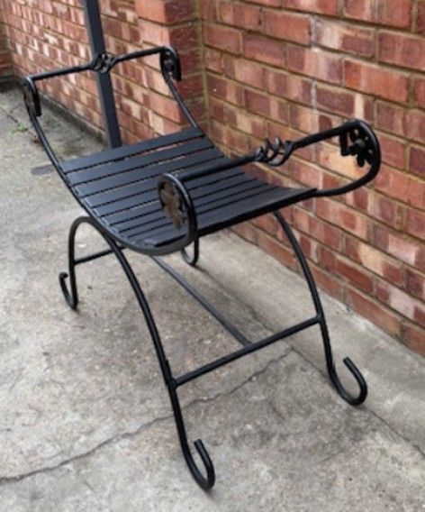 image for TWO SOLID BESPOKE WROUGHT IRON SEATS, CAN BE USED IN HOME OR GARDEN