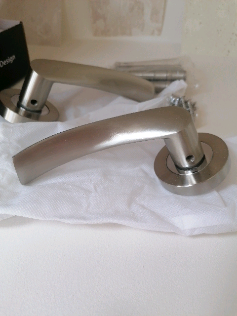 image for Brushed chrome internal door handle sets with hinges and Latches 10 Av