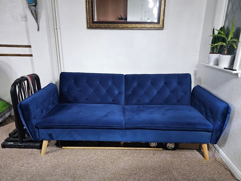 image for Royal Blue Velvet Sofa Bed