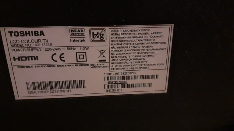 Faulty Toshiba 40" lcd