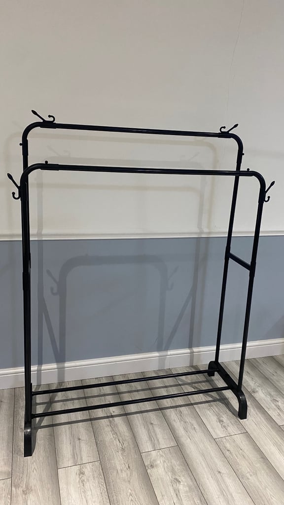 2 x black double clothes rail