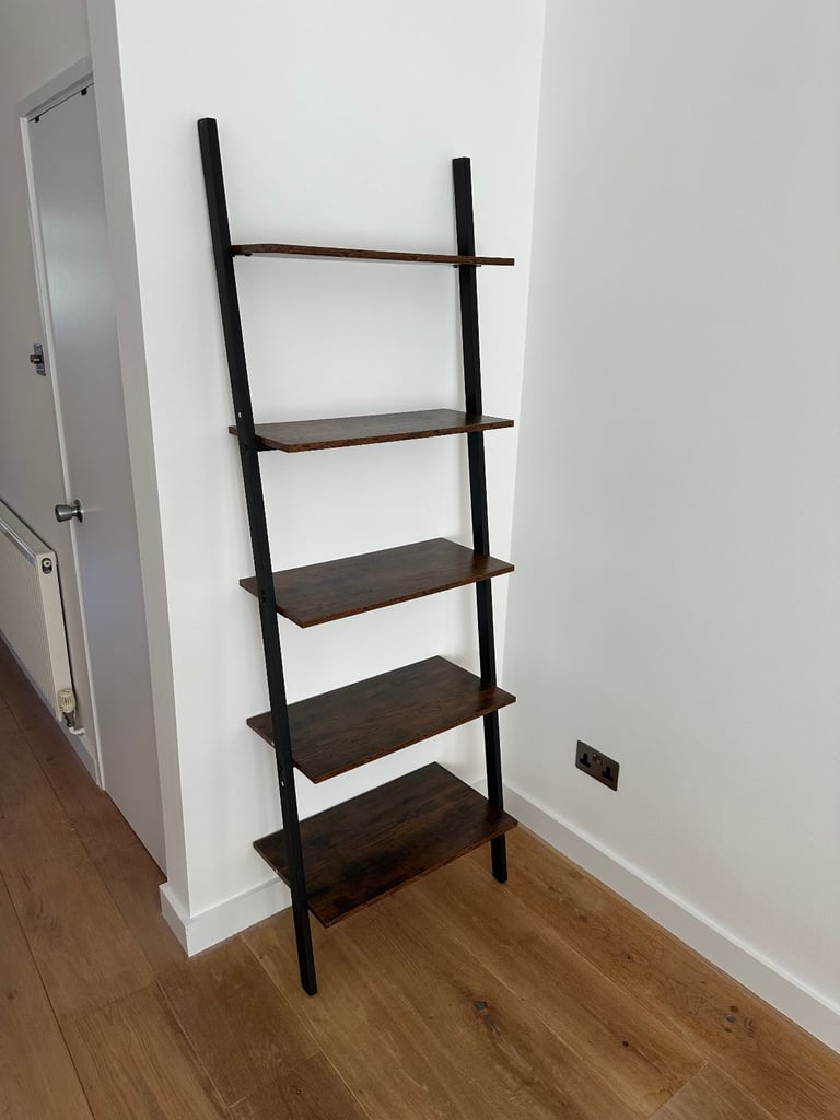 image for Ladder shelf, walnut/black colour 