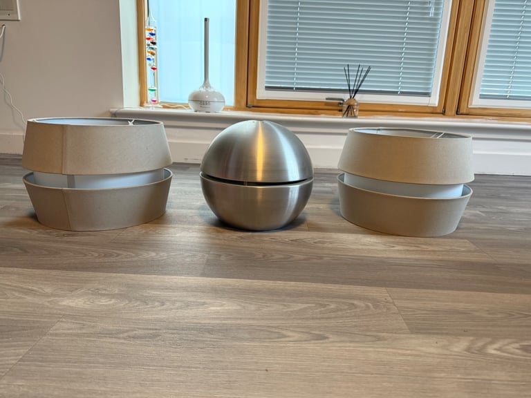 image for Colours Cassio light grey two tier cylinder light shades 