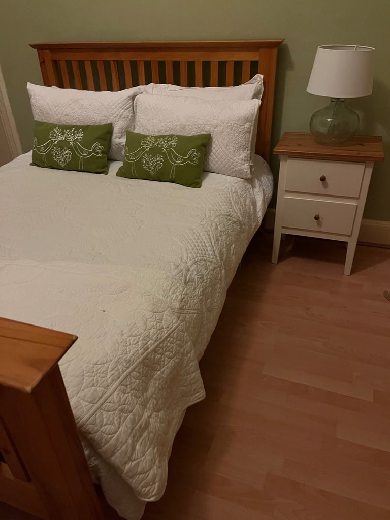 Pine Double Bed Frame & Mattress